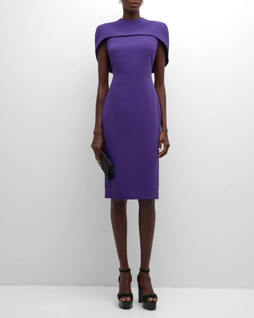 Badgley Mischka Mock-Neck Bodycon Cape Midi Dress 2