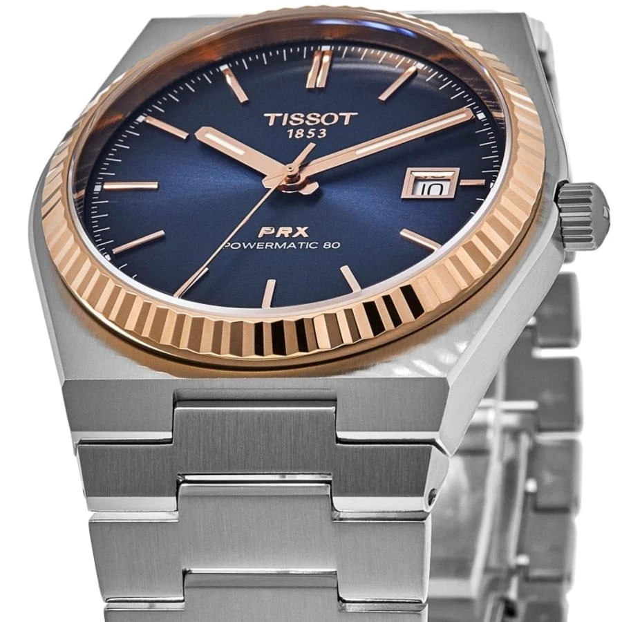 Tissot PRX Powermatic 80 Automatic Blue Dial 18K Rose Gold Bezel Steel Men's Watch T931.407.41.041.00 2