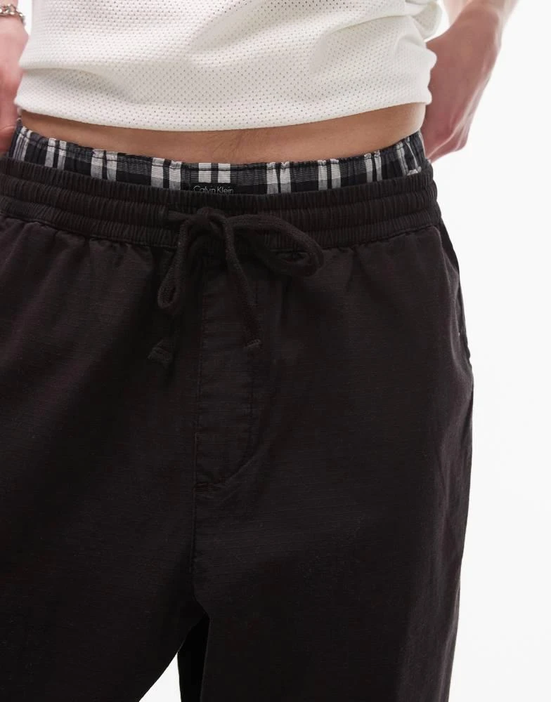 Topman Topman relaxed ripstop trouser in black 3