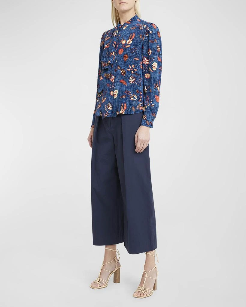 Ulla Johnson Ashlyn Draped Silk Bishop-Sleeve Blouse 3