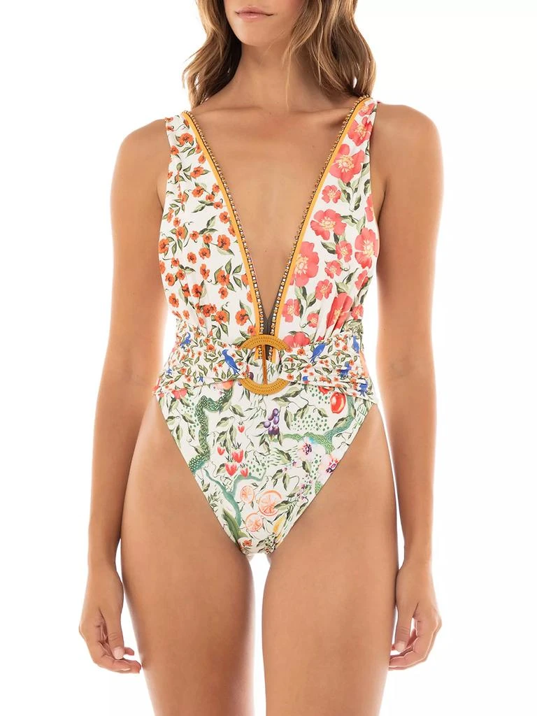 Agua Bendita Ina Seed Plunge One-Piece Swimsuit 3