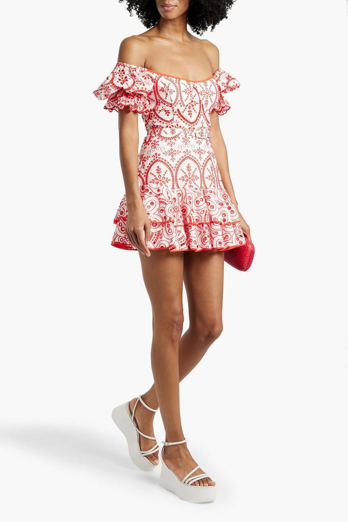 Charo Ruiz Ibiza Jean belted broderie anglaise cotton-blend mini dress