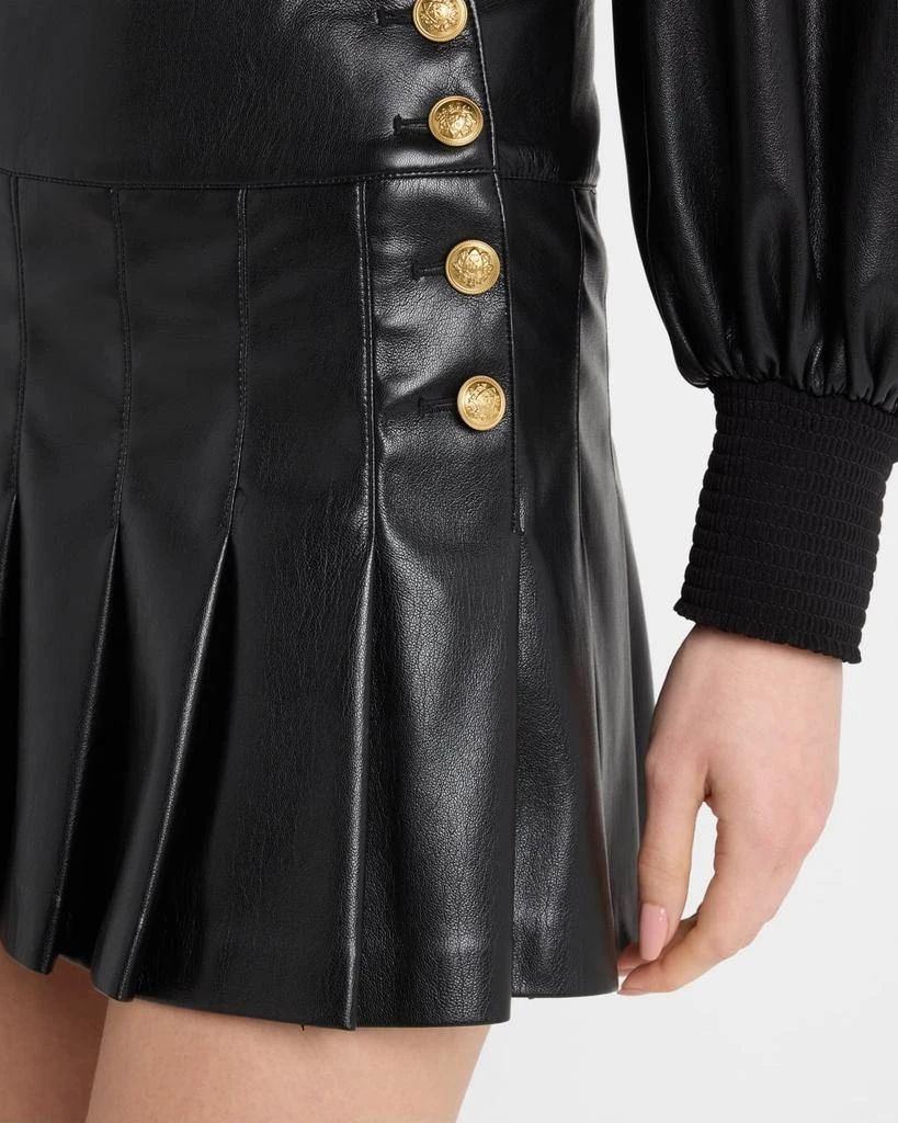 Alice + Olivia Lanna Pleated Vegan Leather Mini Skirt 5