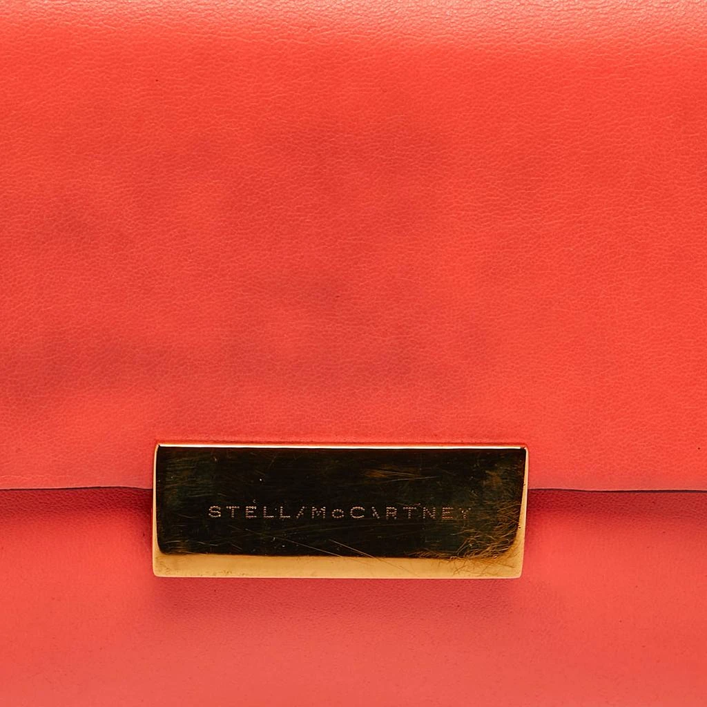 Stella McCartney Stella McCartney Neon Orange Faux Leather Metal Flap Crossbody Bag 5