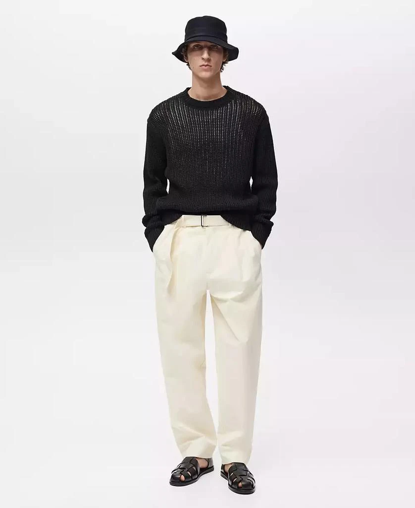 Mango Men's Cotton Openwork Knit Sweater 4