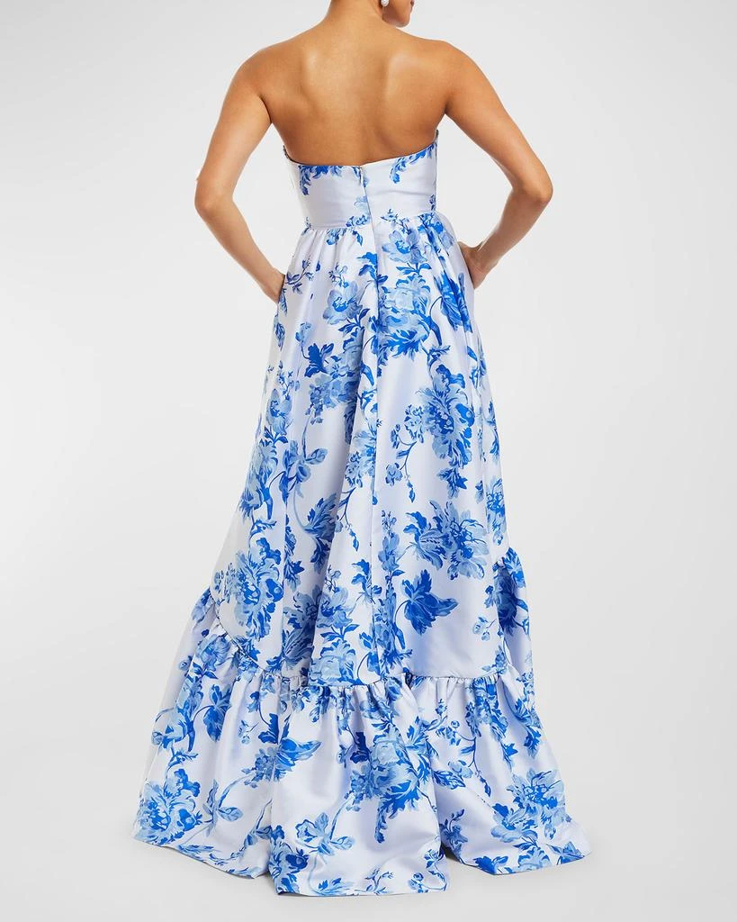 Mestiza New York Georgiana Strapless Floral-Print High-Low Gown 4