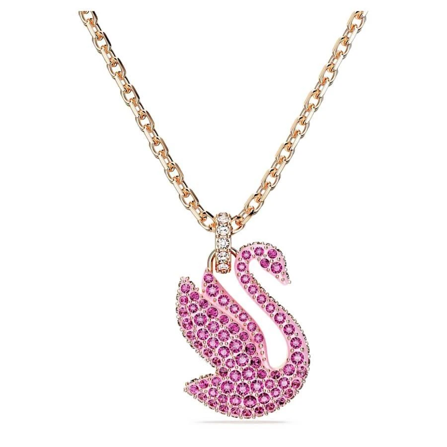 Swarovski Pink Rose Gold-Tone Plated Iconic Swan Pendant Necklace 1