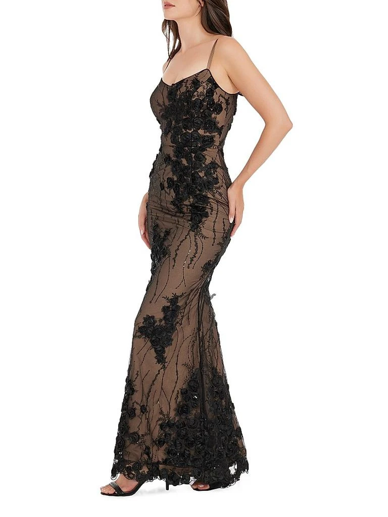 Dress The Population Giovana Floral Tulle Mermaid Gown 3