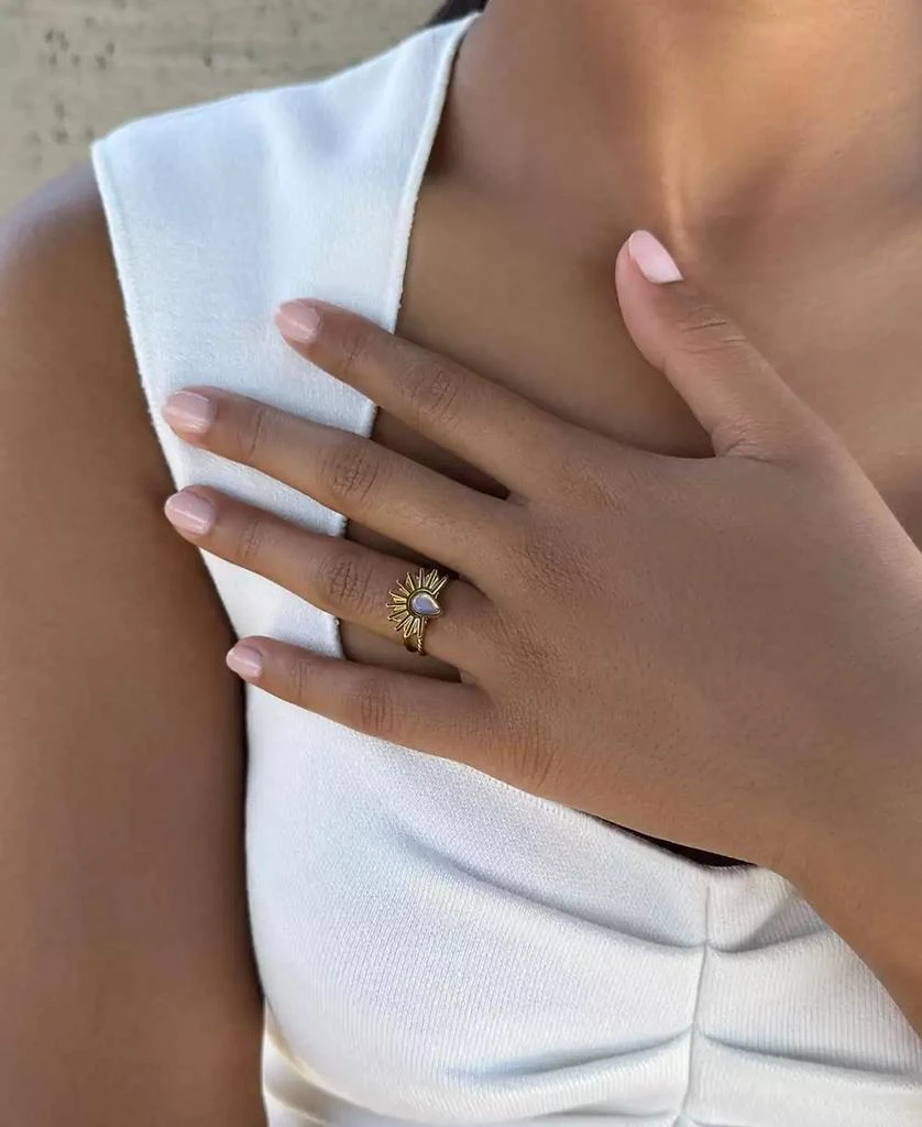 ADORNIA Tarnish Resistant Gold Opal Sunrise Ring Set 2