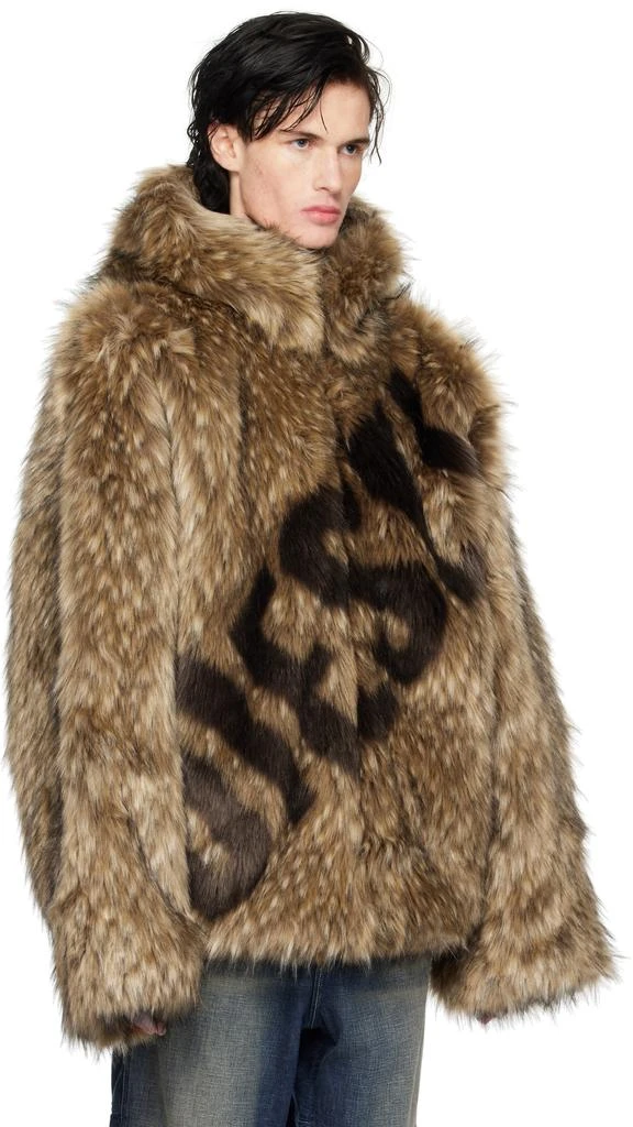 Diesel Brown W-Mag Faux-Fur Coat 2