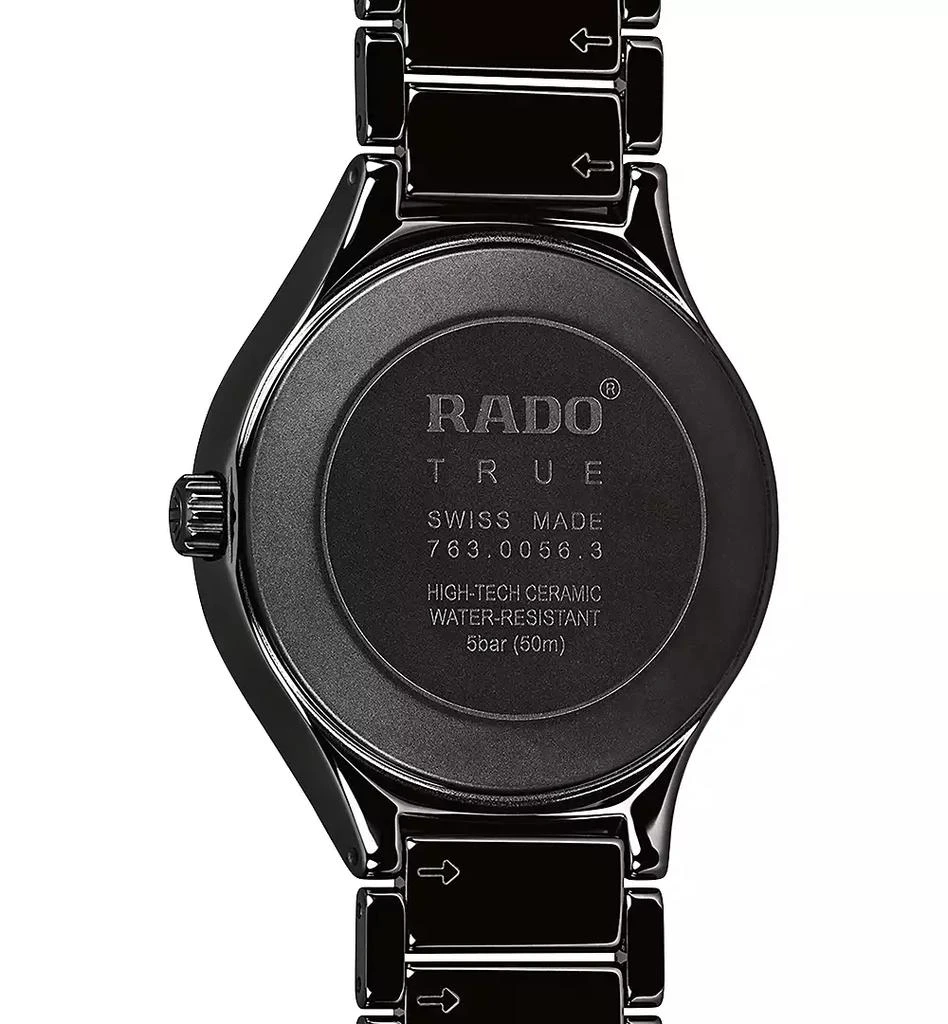 Rado Unisex Swiss Automatic True Diamond (1/8 ct. t.w.) Black Ceramic Bracelet Watch 40mm 3