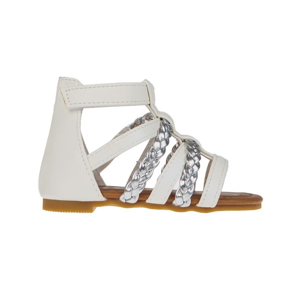 Bebe Toddler Girl's Gladiator Sandal with Metallic Braids Polyurethane Sandals