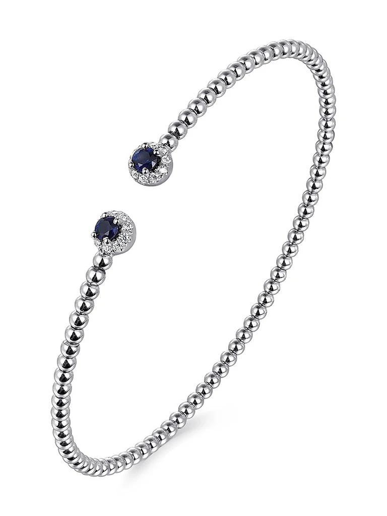 Gabriel 
Co Bujukan 14K White Gold, Blue Sapphire 
0.12 TCW Diamond Cuff Bracelet 3