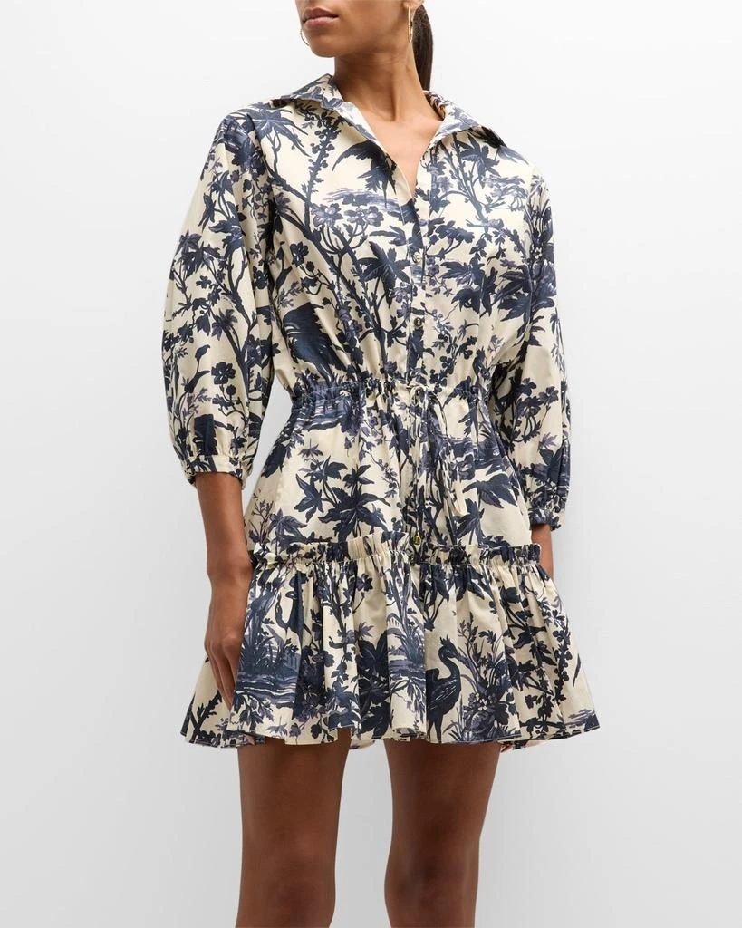 Cara Cara Robin Puff-Sleeve Floral Poplin Mini Dress 3