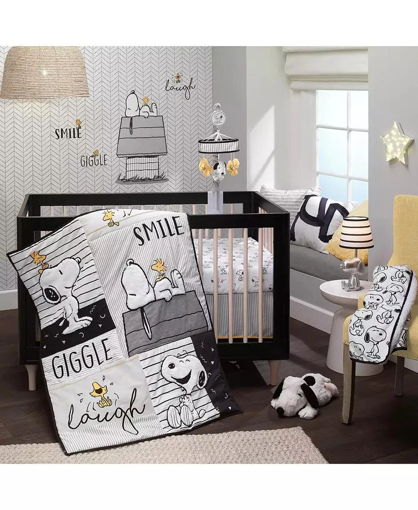 Lambs 
Ivy Baby Classic Snoopy 100% Cotton White/Black Fitted Crib Sheet 4