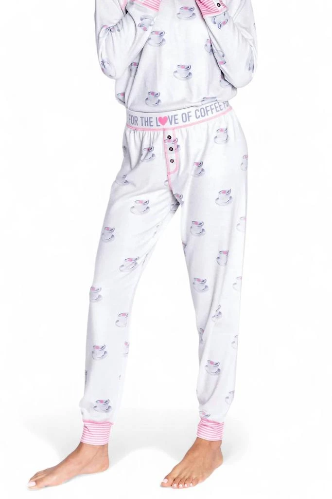 PJ Salvage For The Love Of Coffee Pajama Set In Oatmeal 2