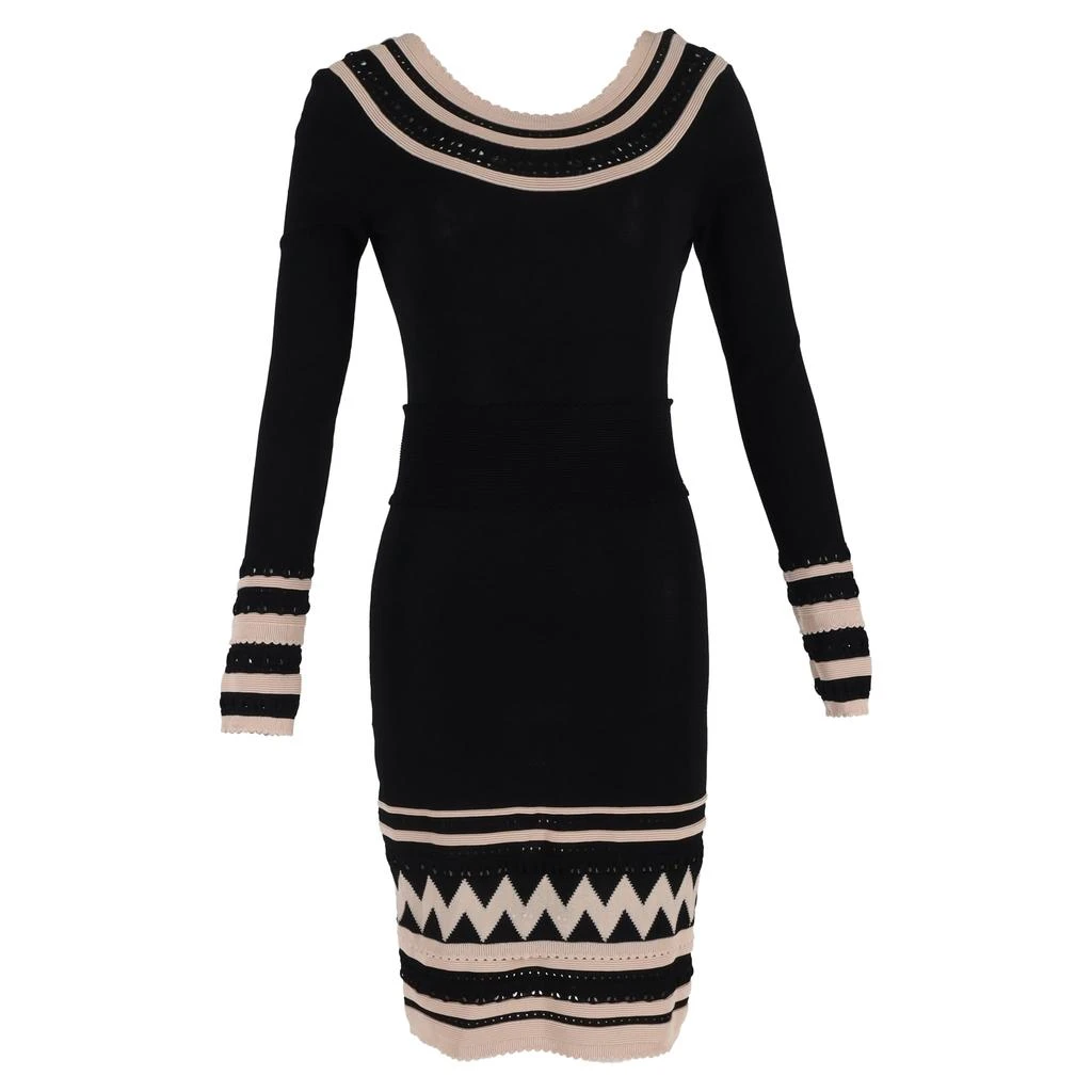 Temperley London Round Neck Midi Fitted Dress in Black Silk 1