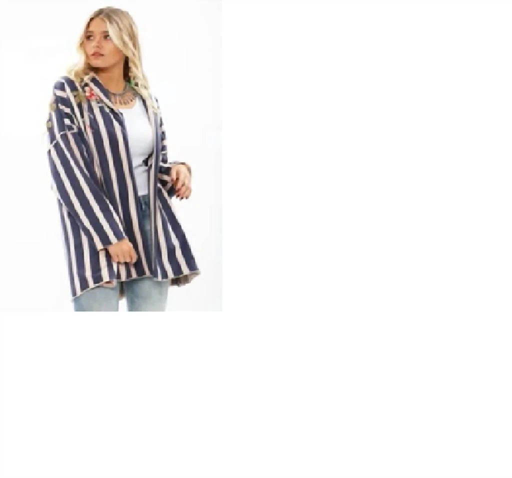 ARATTA Aratta - crafted stripe jacket with embroidery 3