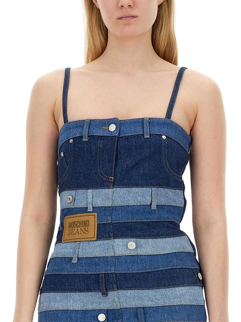 Moschino Moschino Jeans Logo Patch Patchwork Designed Mini Dress 4