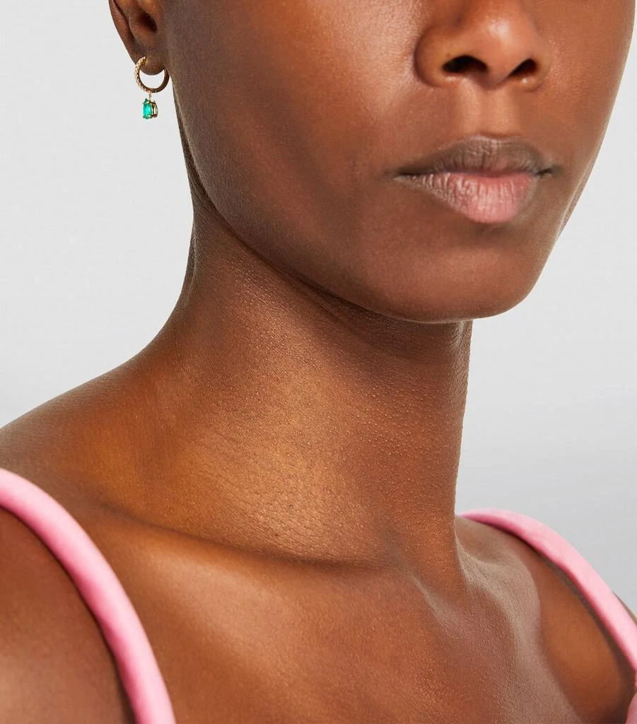 Anita Ko Yellow Gold, Diamond and Emerald Single Huggie Earring 5