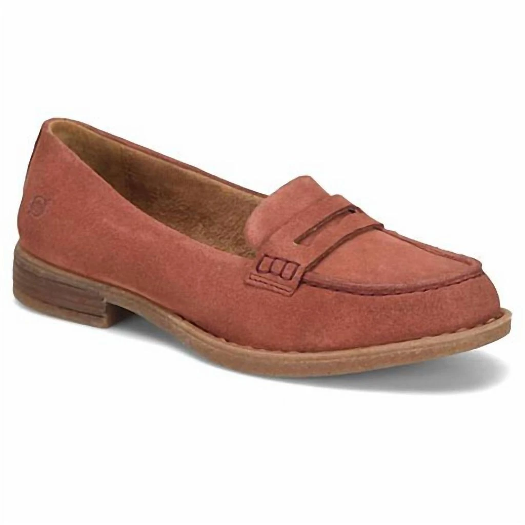 Born Women's Marlo Loafer - Medium In Rust Suede 1