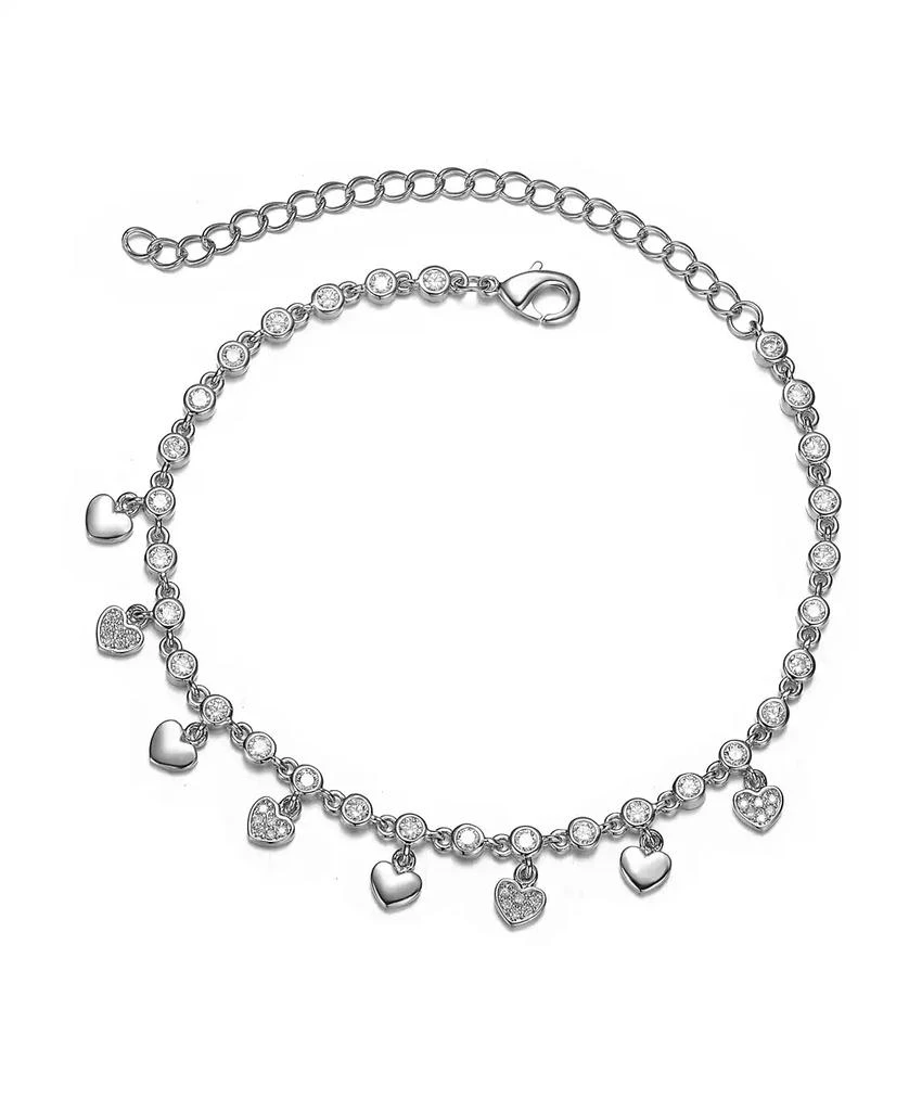 GiGiGirl Kids/Teens White Gold Plated Cubic Zirconia Adjustable Heart Bracelet