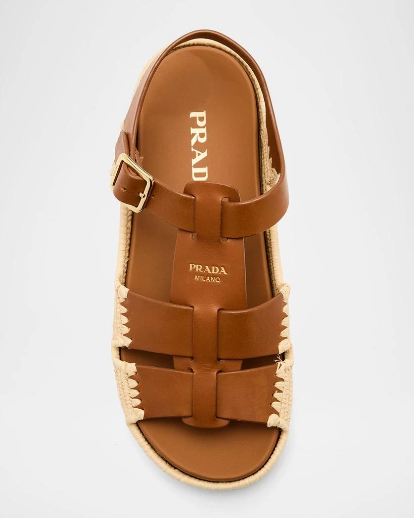 Prada Leather Fisherman Espadrille Sandals 7