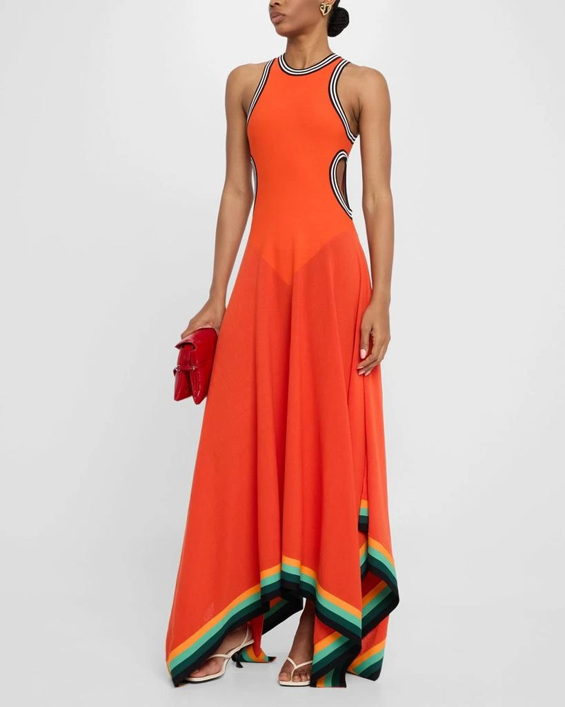 CHRISTOPHER JOHN ROGERS Striped Cutout Handkerchief-Hem Maxi Tank Dress 4