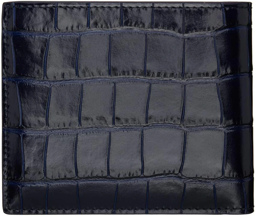 Tom Ford Blue Glossy Printed Croc Bifold Wallet 2