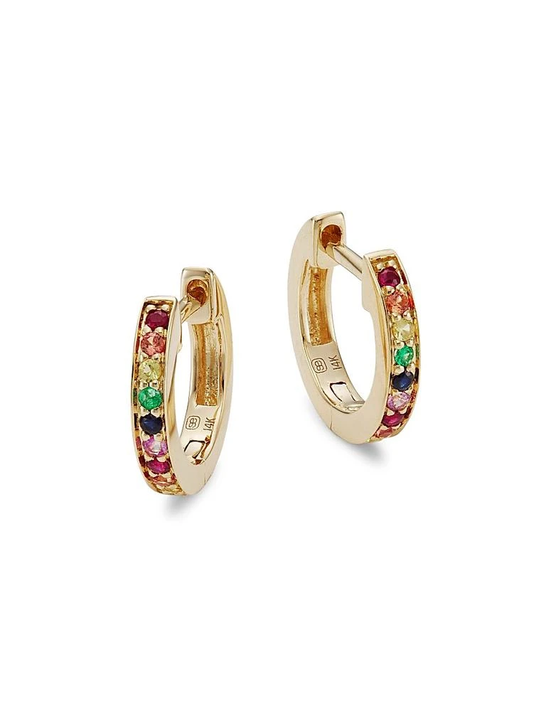 Sydney Evan Rainbow Sapphire Huggie Hoop Earrings