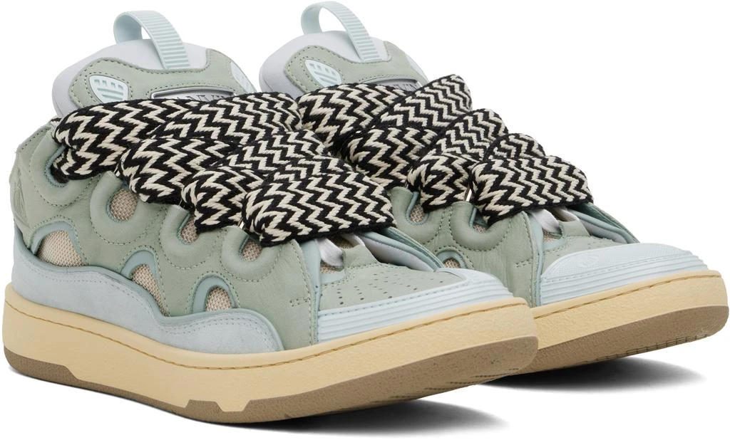 Lanvin Blue & Green Leather Curb Sneakers 4
