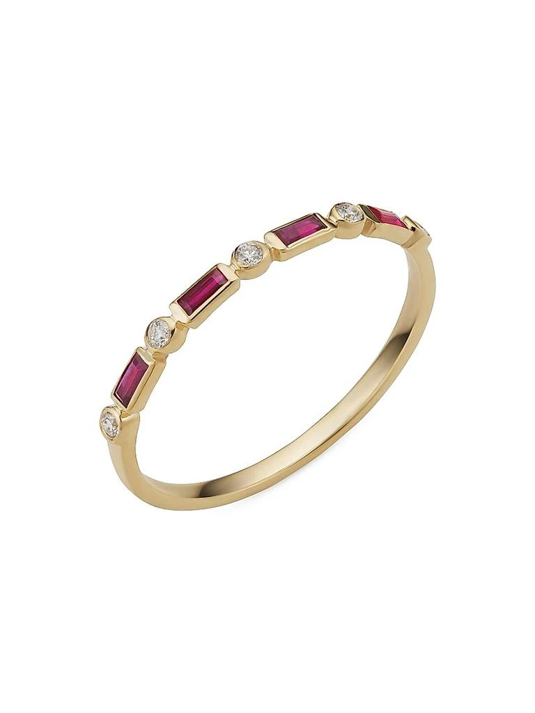 Oradina 14K Yellow Gold Crown Jewels Ruby Diamond Ring 1