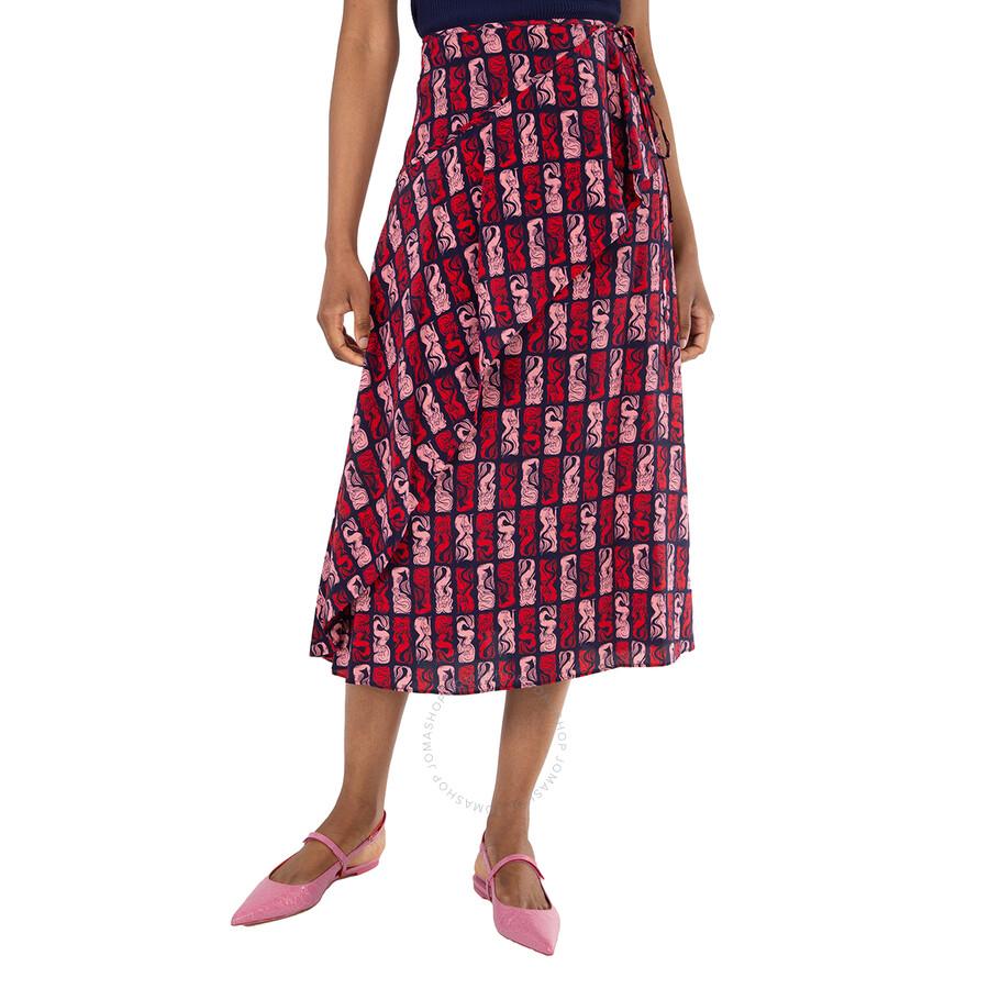 Kenzo Midnight Blue Mermaid Print Wrap Skirt