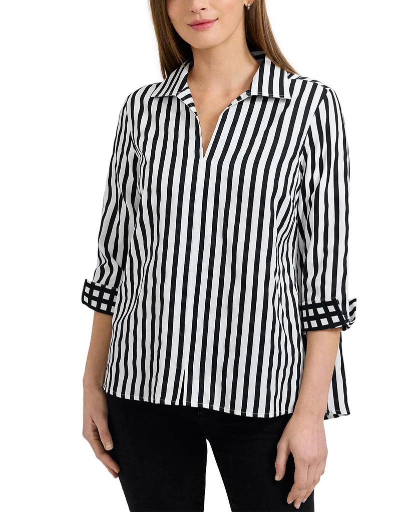 FOXCROFT Agnes Long Sleeve Striped Cotton Shirt 6