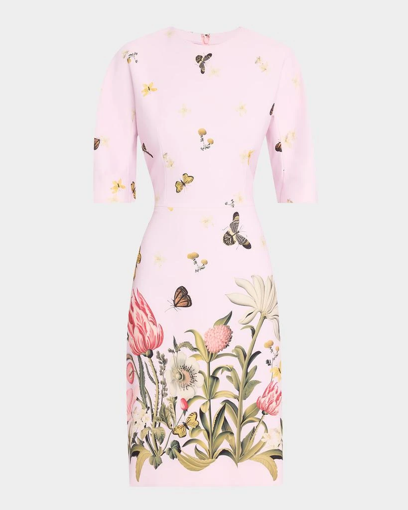 Teri Jon Floral & Butterfly-Print Crepe Dress 1