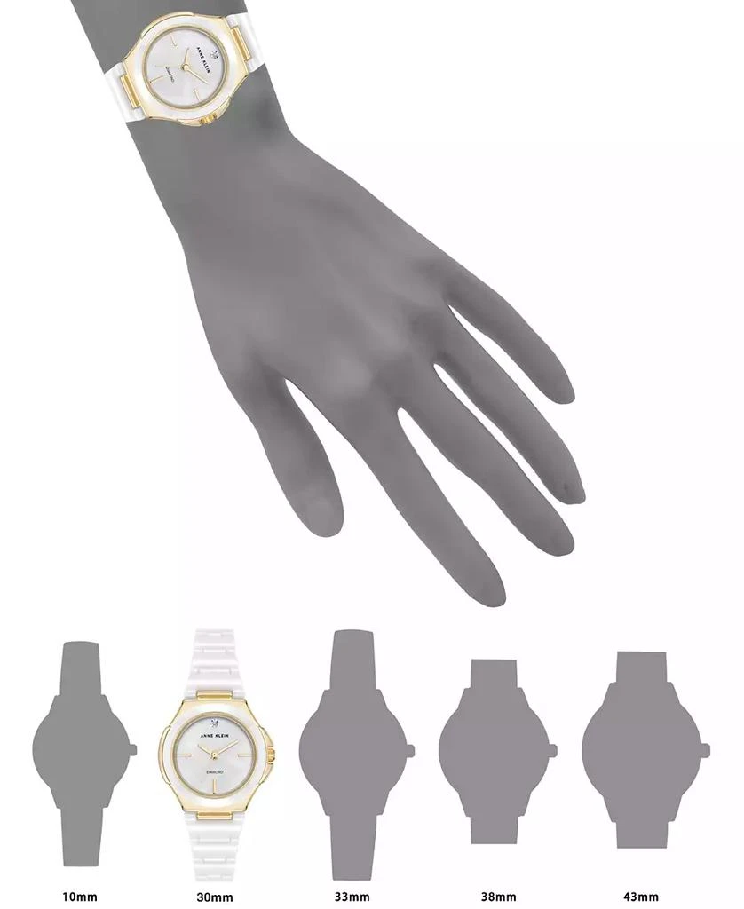 Anne Klein Women's Quartz White Ceramic Bracelet Watch 4