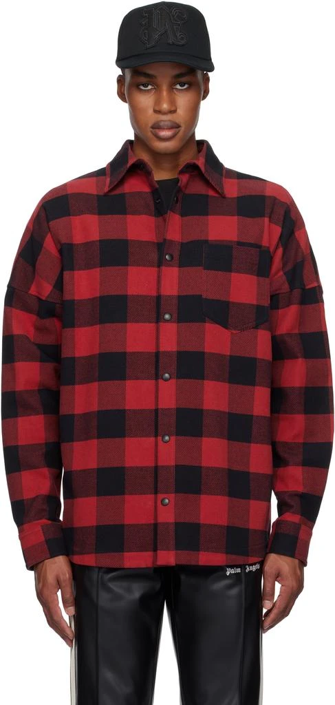 Palm Angels Red & Black Classic Logo Overshirt 1