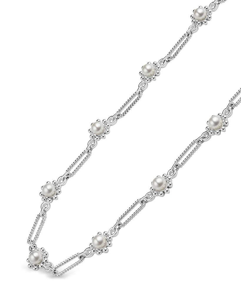 LAGOS Sterling Silver Luna Cultured Pearl Fleur Link Necklace, 18" 3