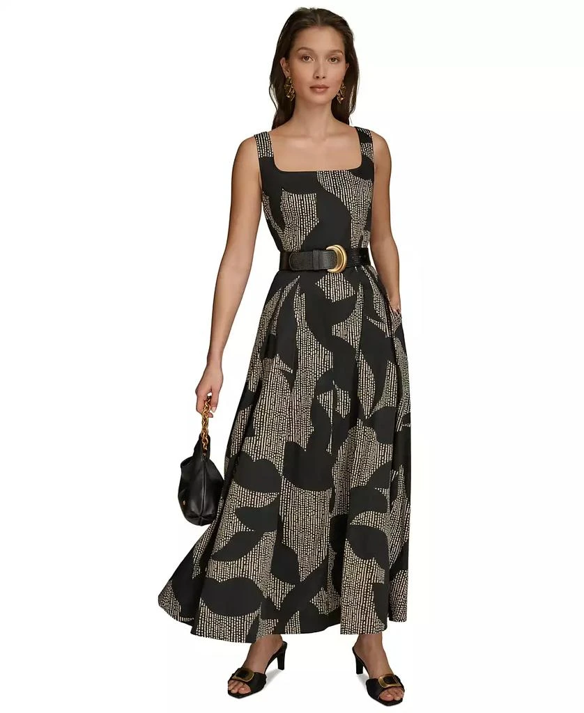 Donna Karan Women's Printed Square-Neck Belted Midi Dress 2