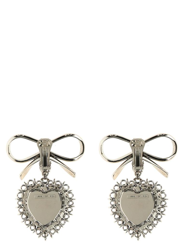 Alessandra Rich Alessandra Rich Pendant Heart Bow Earrings