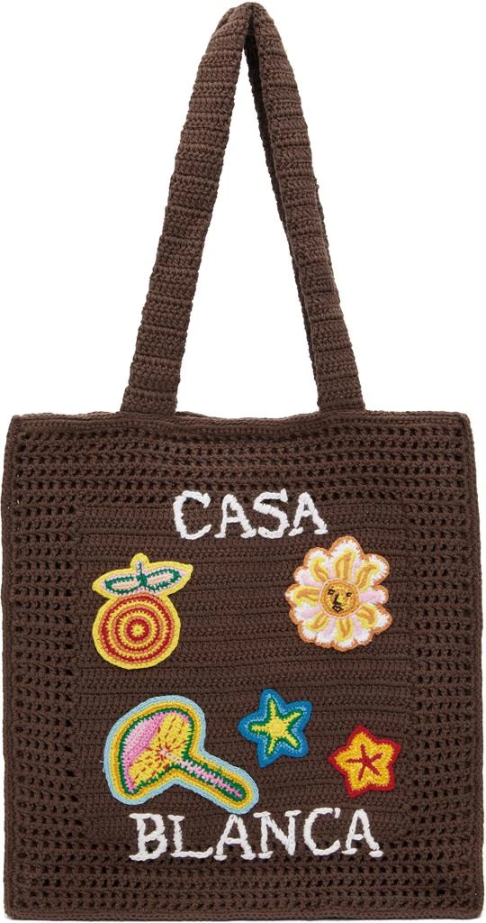 Casablanca Brown Large Crochet Tote 1