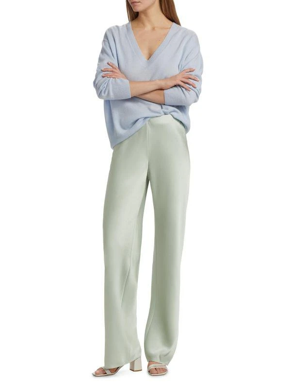 Vince Fluid Bias-Cut Satin High-Rise Trousers 7