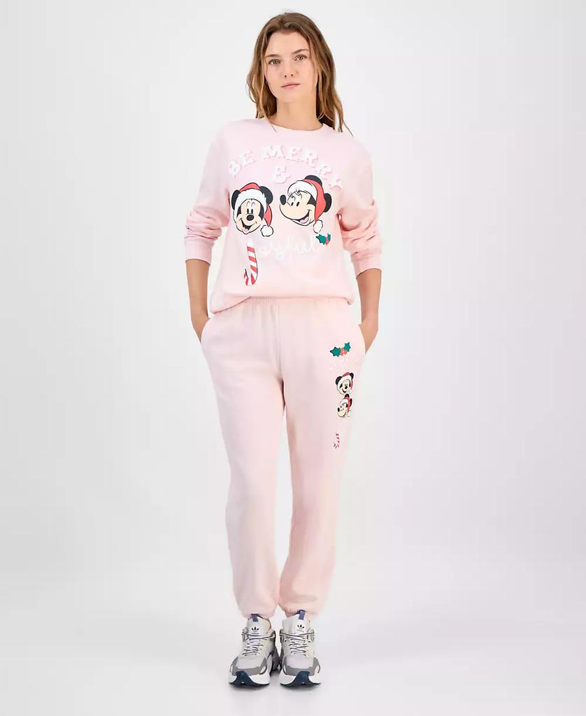 Disney Juniors' Mickey & Minnie Holiday Graphic Jogger Sweatpants