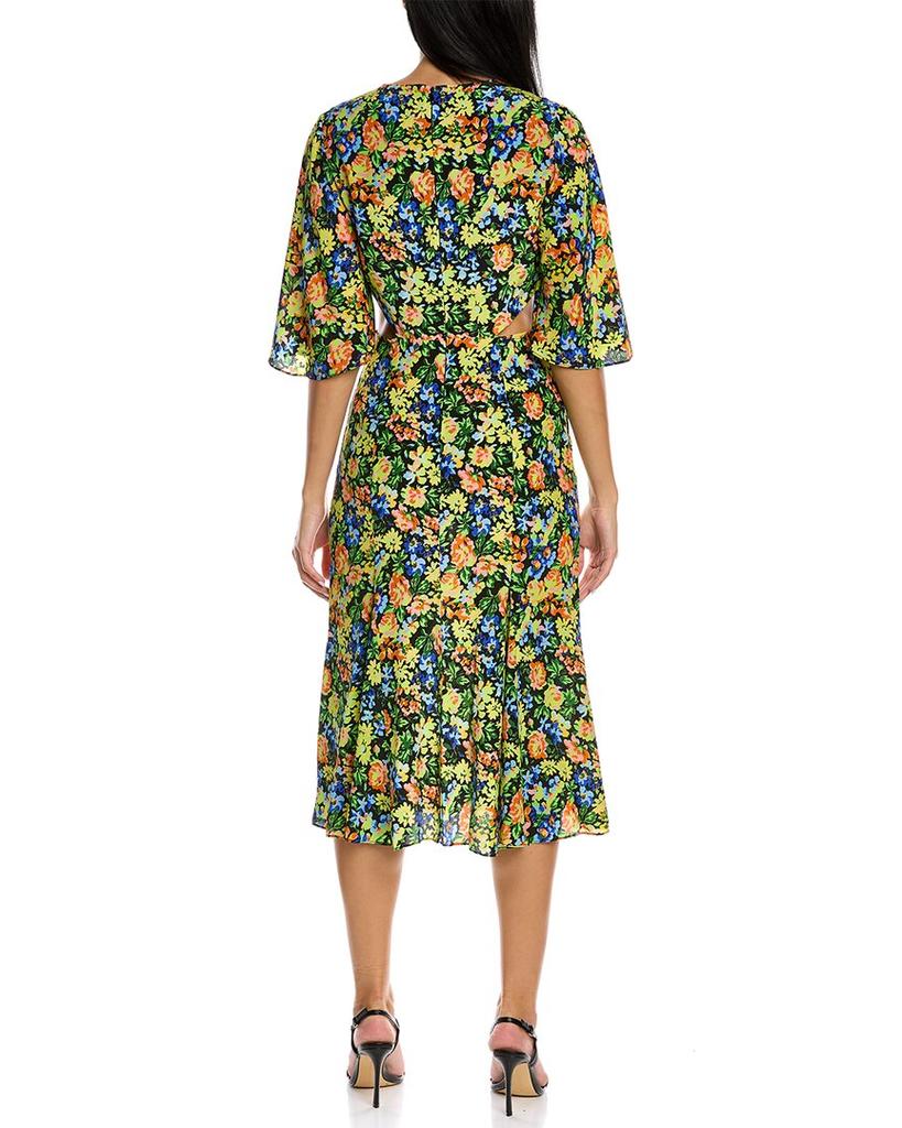 Les Rêveries Les Rêveries Flutter Sleeve Silk Wrap Dress