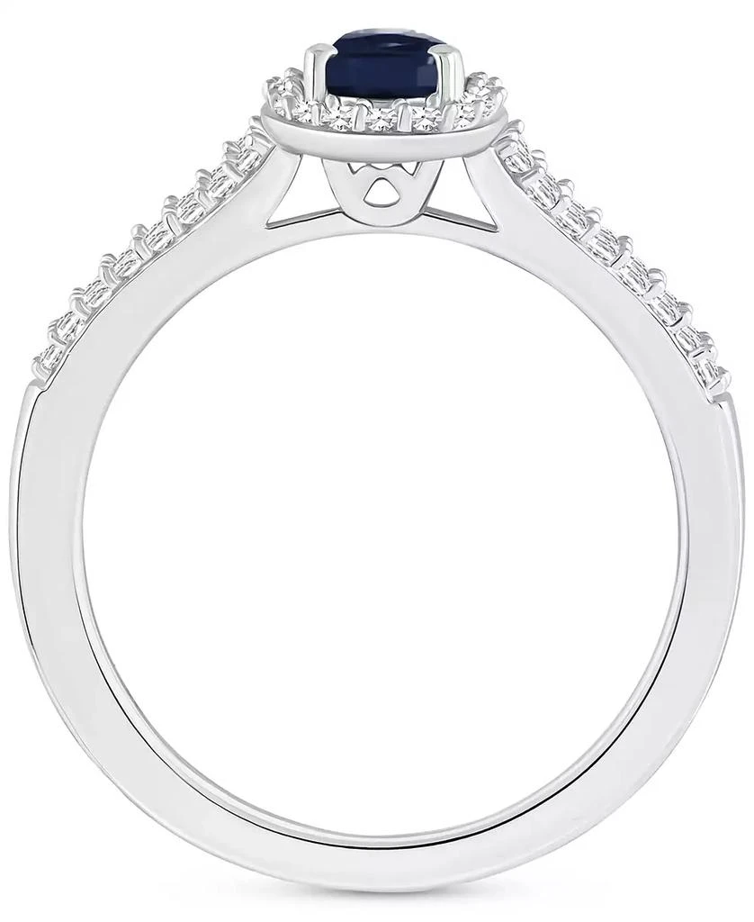 Macy's Sapphire (5/8 ct. t.w.) & Diamond (1/4 ct. t.w.) Oval Halo Split Shank Ring in Sterling Silver (Also in Ruby & Emerald) 6