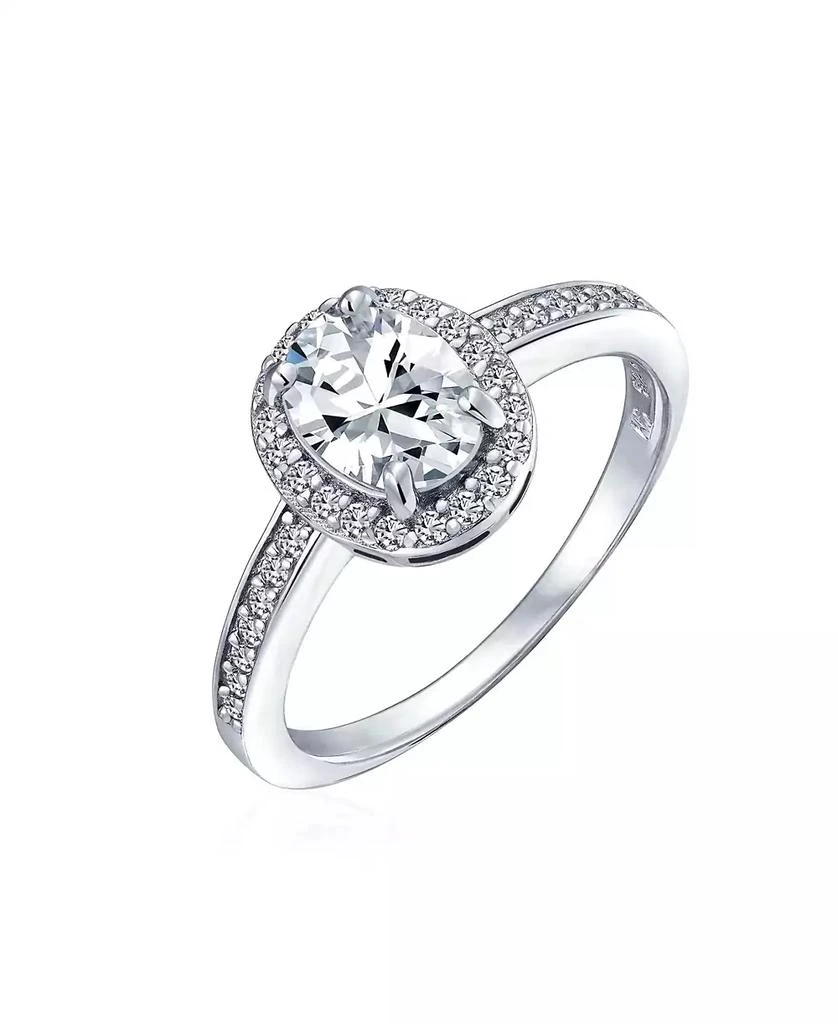 Bling Jewelry Classic Halo Oval CZ Solitaire Promise Ring Thin Band Cubic Zirconia .925 Sterling Silver