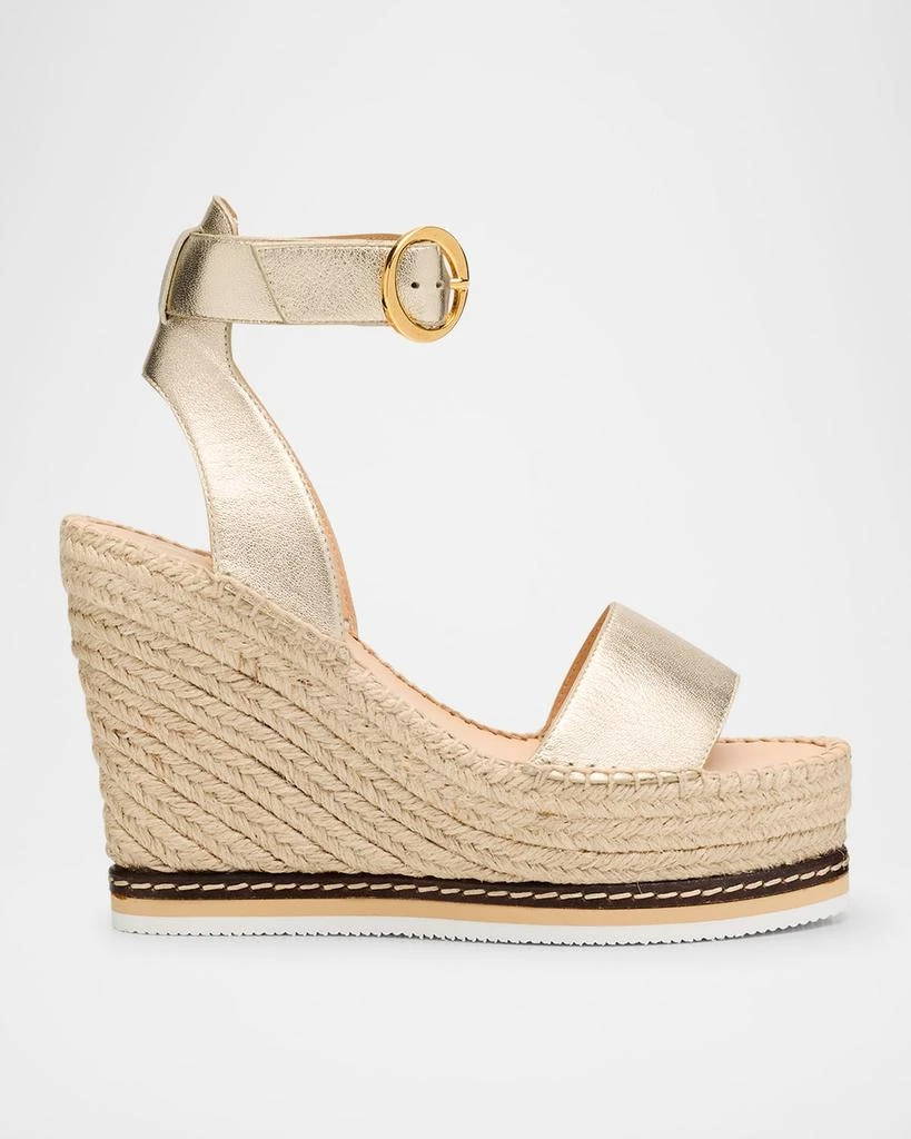 Odissi Lily Metallic Leather Wedge Espadrilles 1