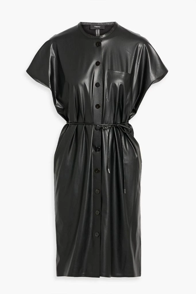 THEORY Belted faux leather mini shirt dress 1