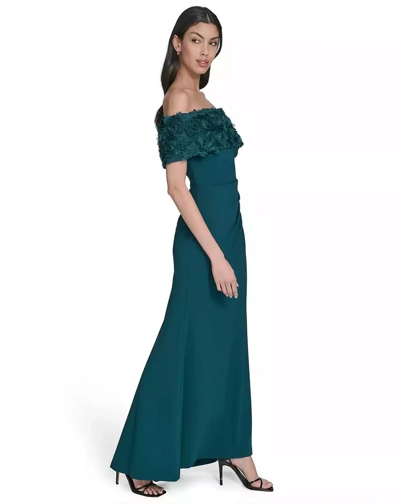 Eliza J Petite Rosette-Trim Off-The-Shoulder Evening Gown - Dresses &  Skirts - Free Shipping