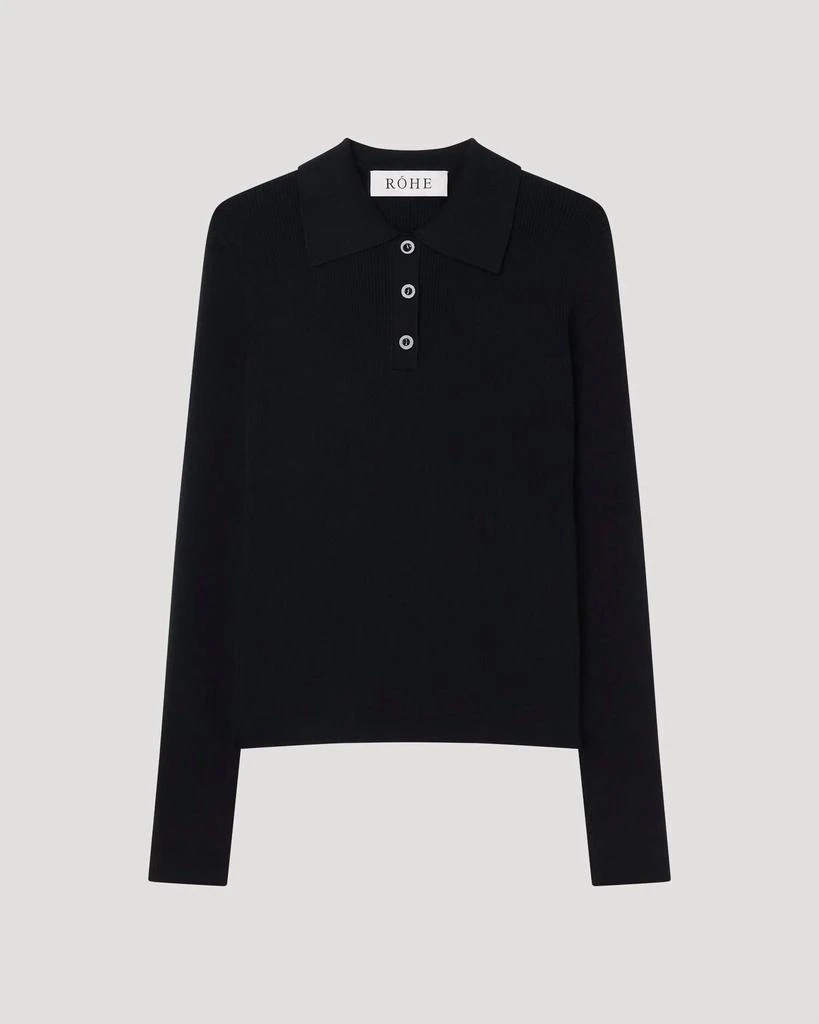 Rohe Rohe - Rib Knitted Long Sleeve Polo Shirt 5
